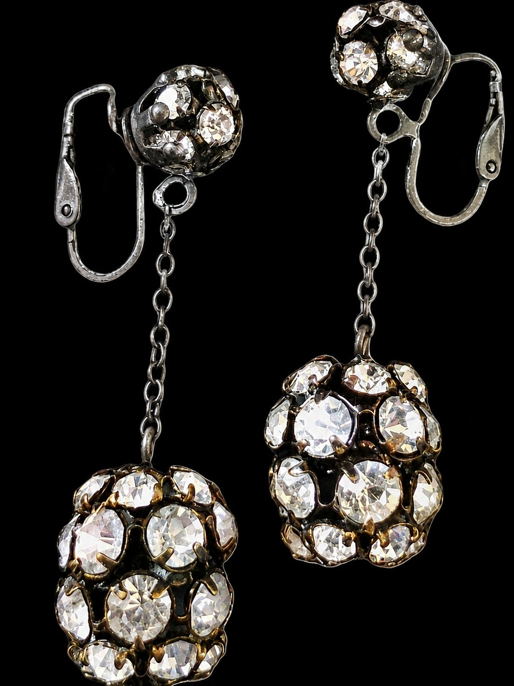 Betsey Johnson Rhinestone Fireball Linear Drop Earrings